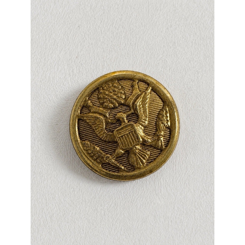 Steampunk Dark Academia Goth Vintage Waterbury Brass US Army Military Button